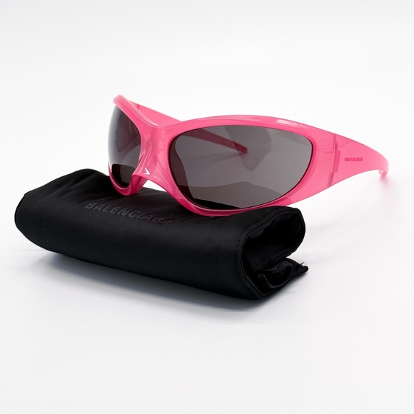 NEW BALENCIAGA BB0252S 002 OVAL PINK GREY WOMEN SUNGLASSES BALENCIAGA - Picture 1 of 12